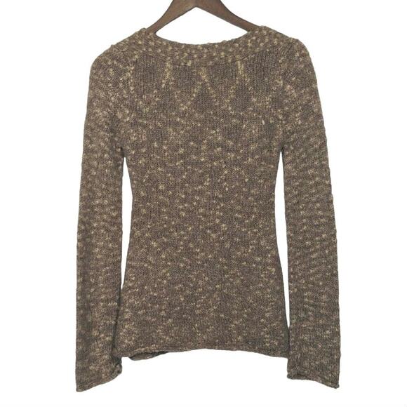 BKE Y2K Cottagecore Sweater Cardigan Neutral Low Neckline Praire Coquette Small - Picture 2 of 11